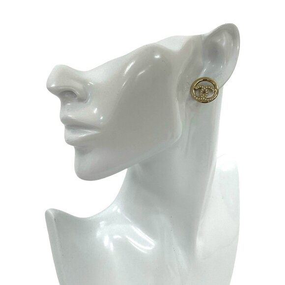 CHANEL Gold Logo Earrings
